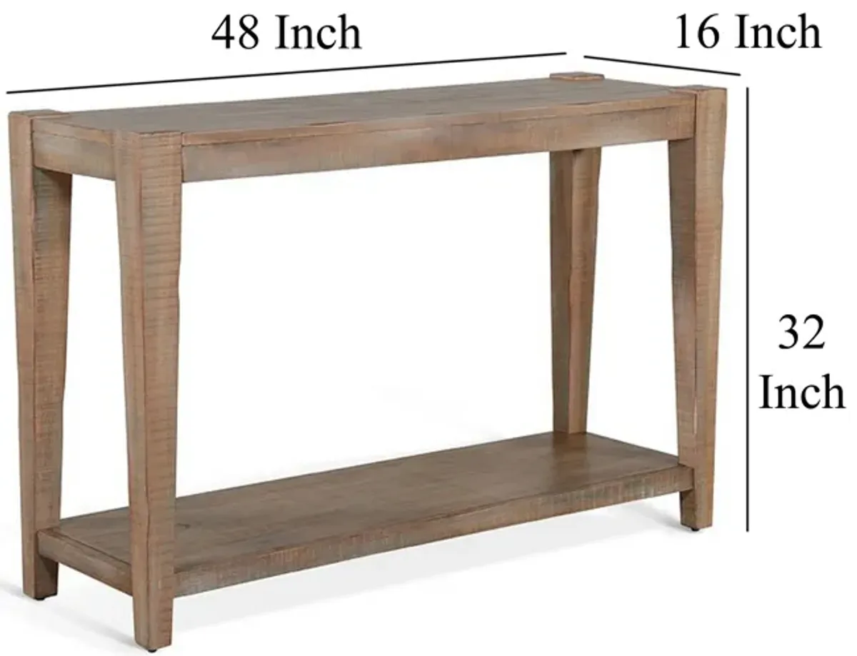 Lilly Sofa Table, 1 Shelf, Light Brown Mahogany, Rectangular 48 Inch - Benzara