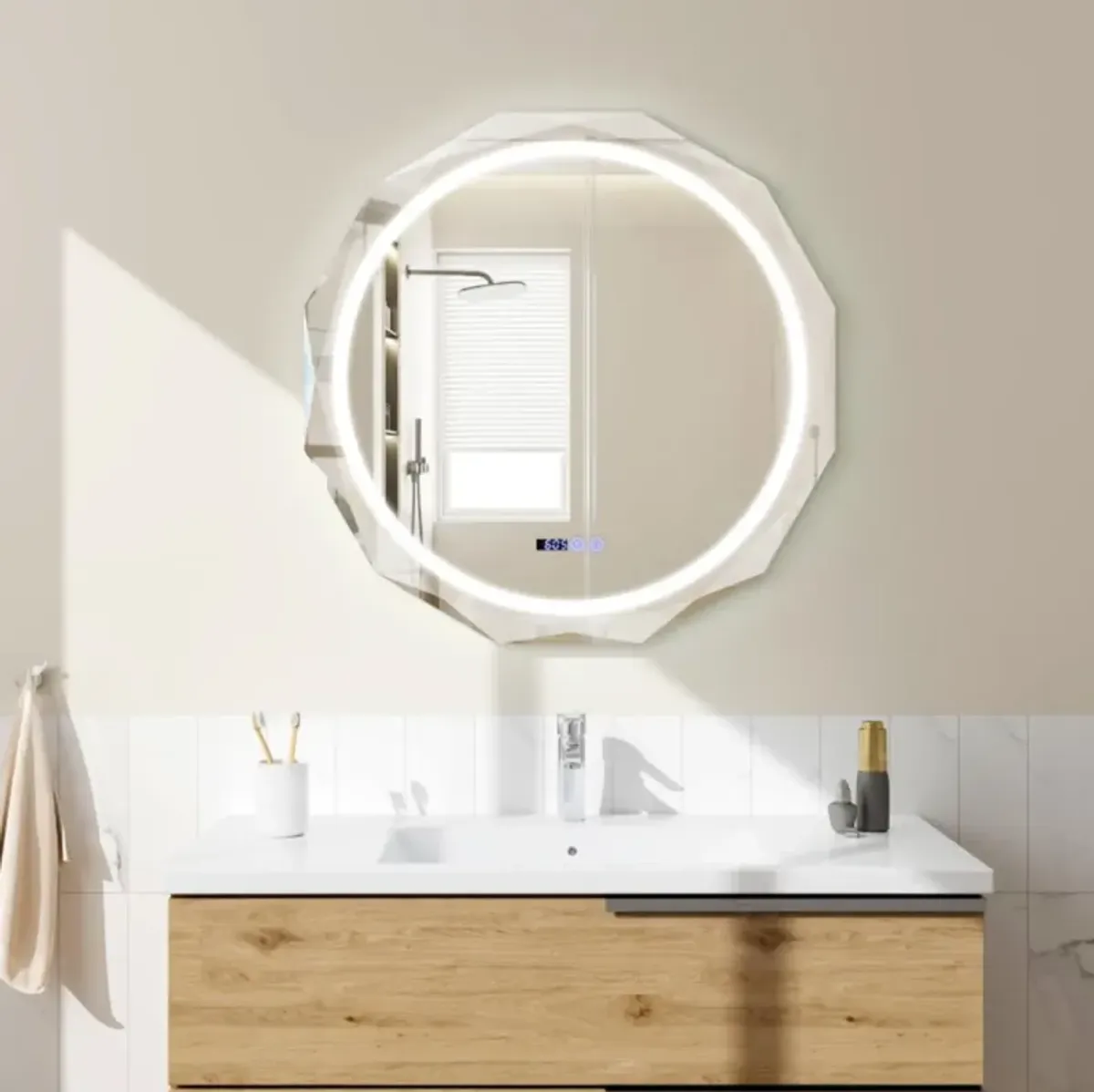 Hivvago Defogging LED Bathroom Mirror with Stepless 3 Colors Temperature