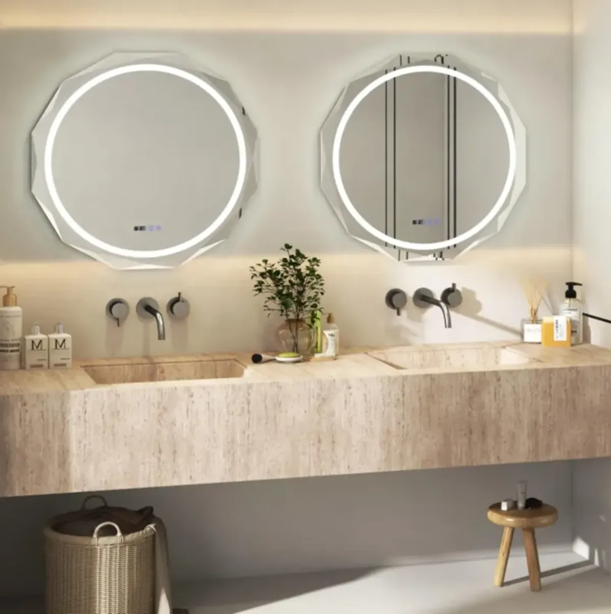 Hivvago Defogging LED Bathroom Mirror with Stepless 3 Colors Temperature