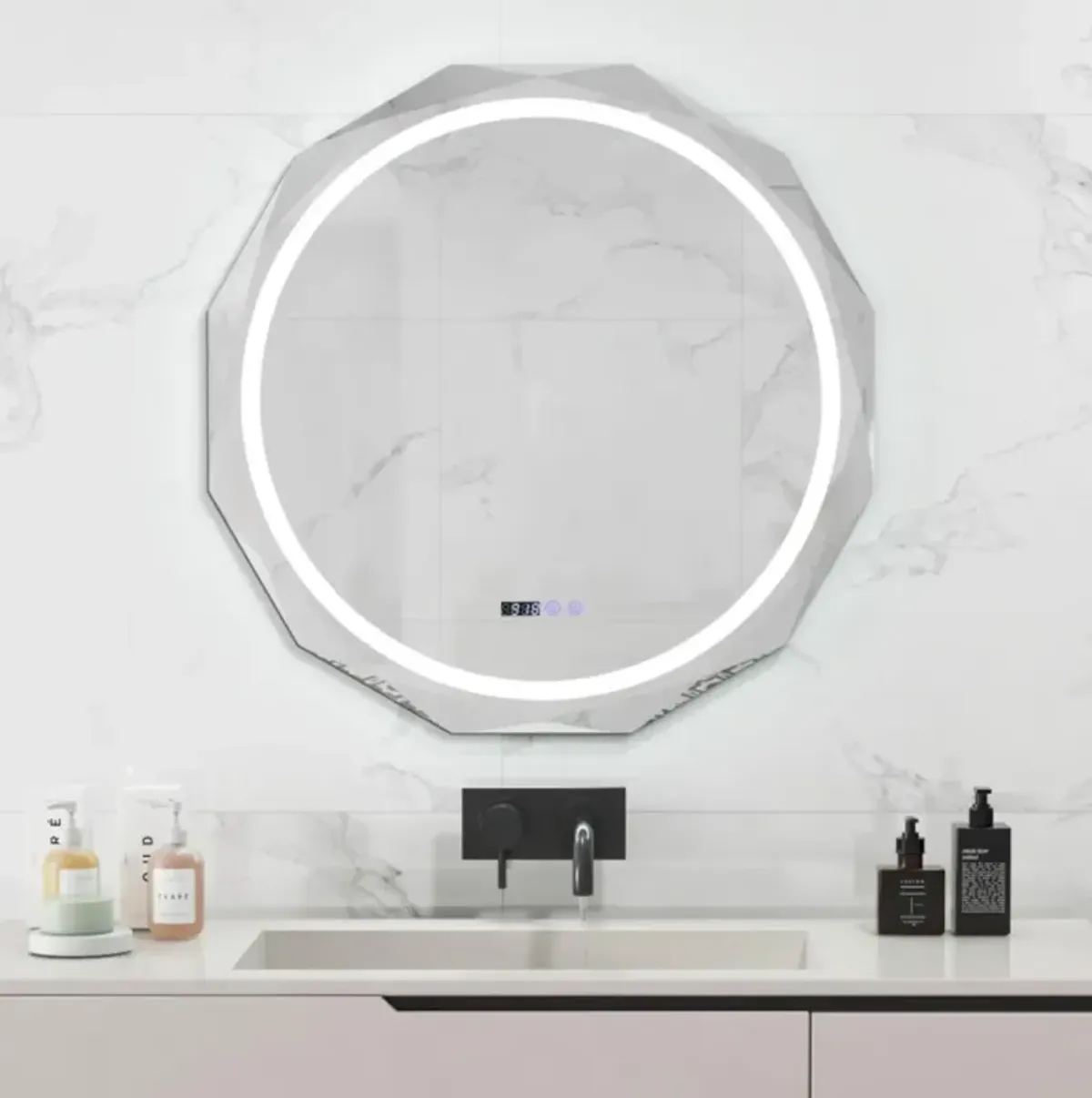 Hivvago Defogging LED Bathroom Mirror with Stepless 3 Colors Temperature