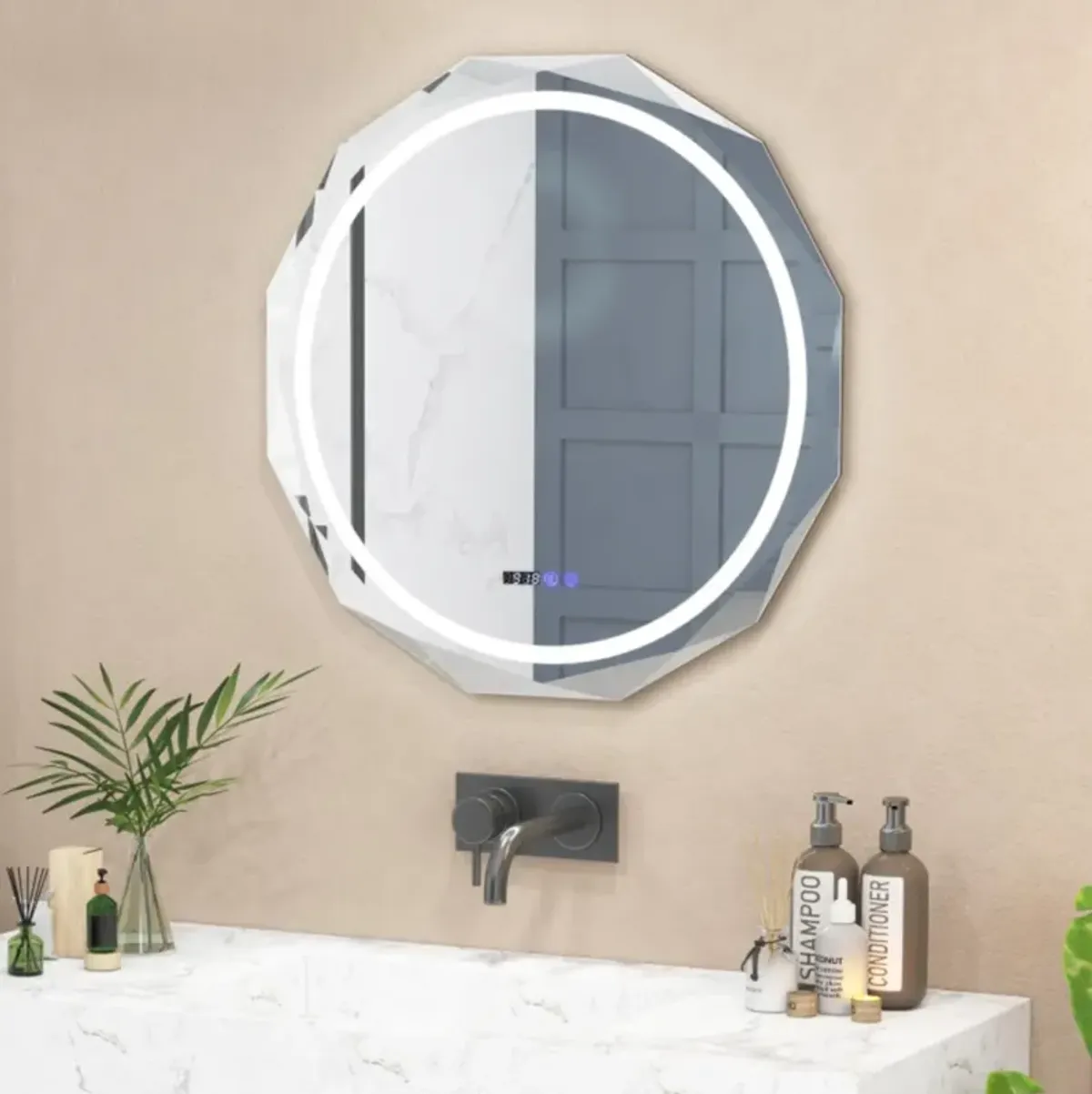 Hivvago Defogging LED Bathroom Mirror with Stepless 3 Colors Temperature