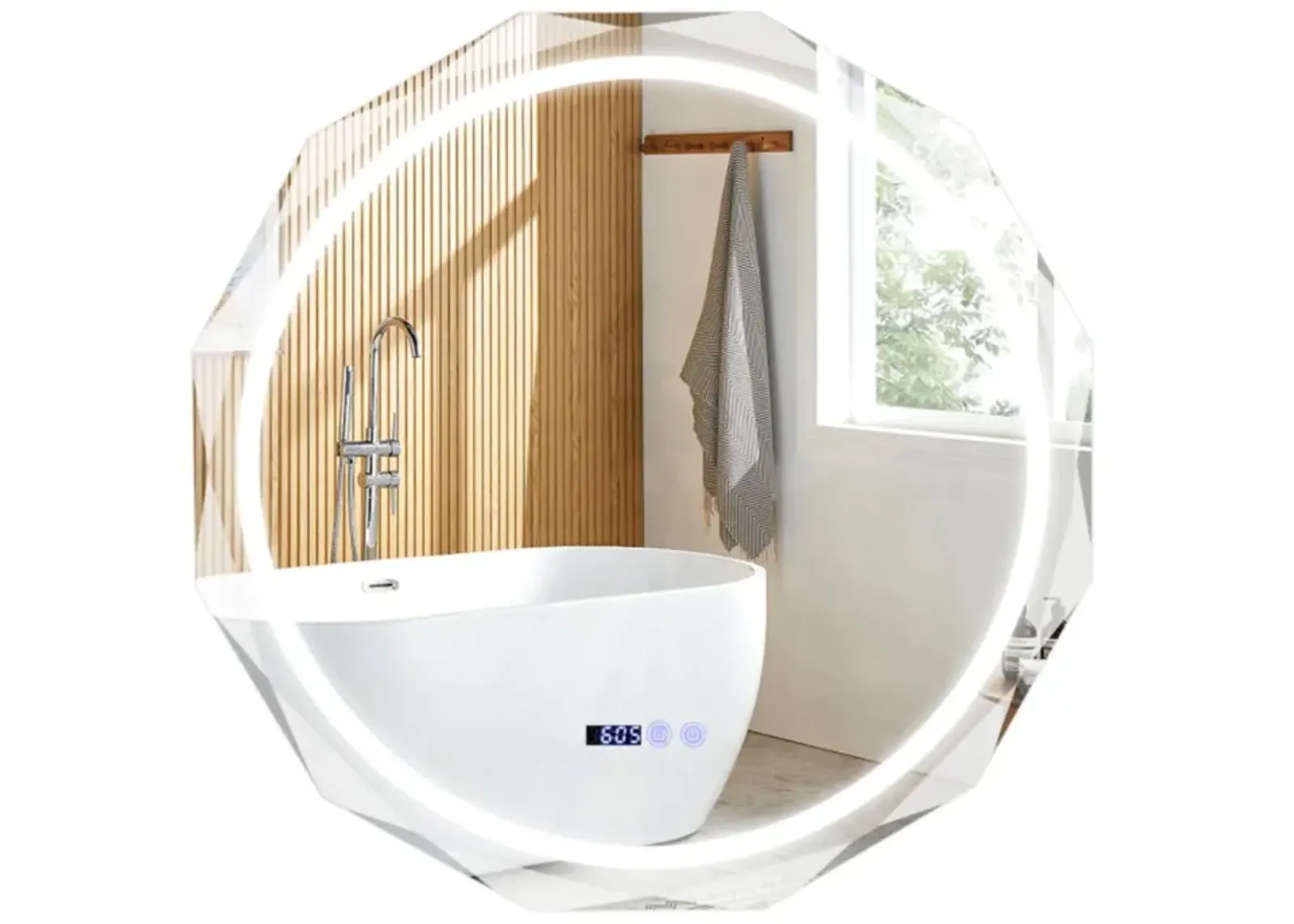 Hivvago Defogging LED Bathroom Mirror with Stepless 3 Colors Temperature