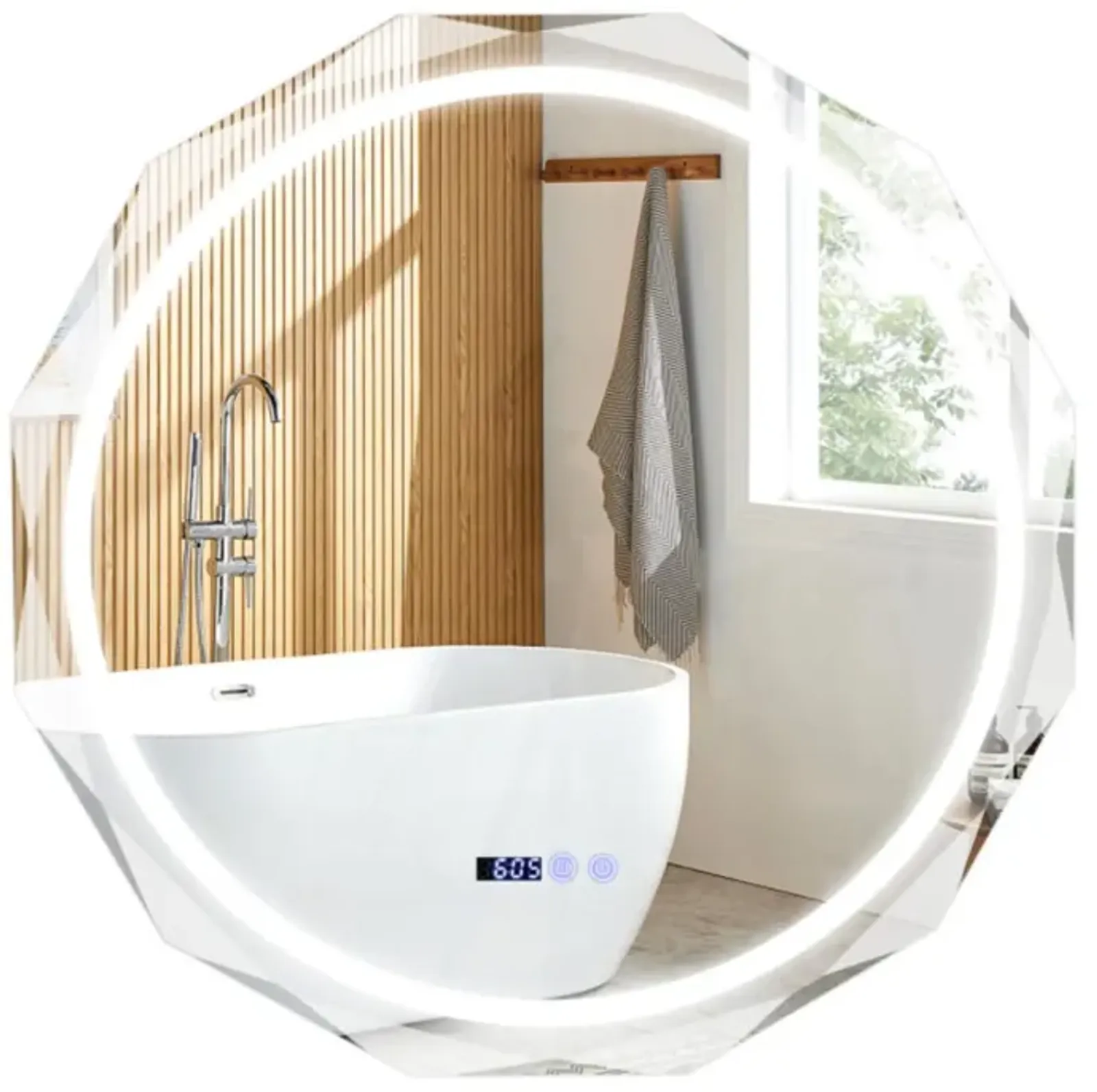 Hivvago Defogging LED Bathroom Mirror with Stepless 3 Colors Temperature