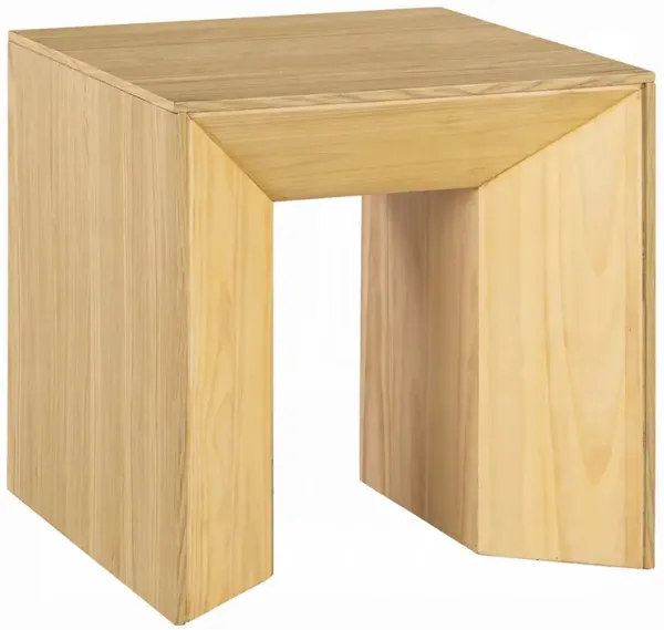 Arnold Side End Table, Natural Brown Wood Frame, Square 24 Inch Top
