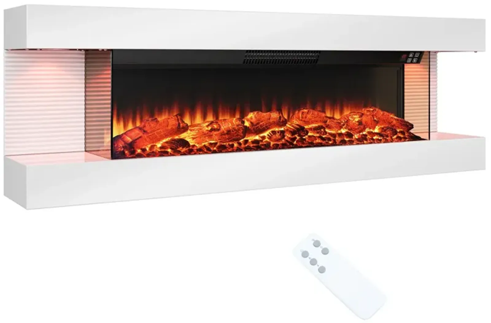 MONDAWE Stylish Electric Fireplace Integrated 3-Sided Fireplace with 50" Suspended LED Light Mantel with Remote Control