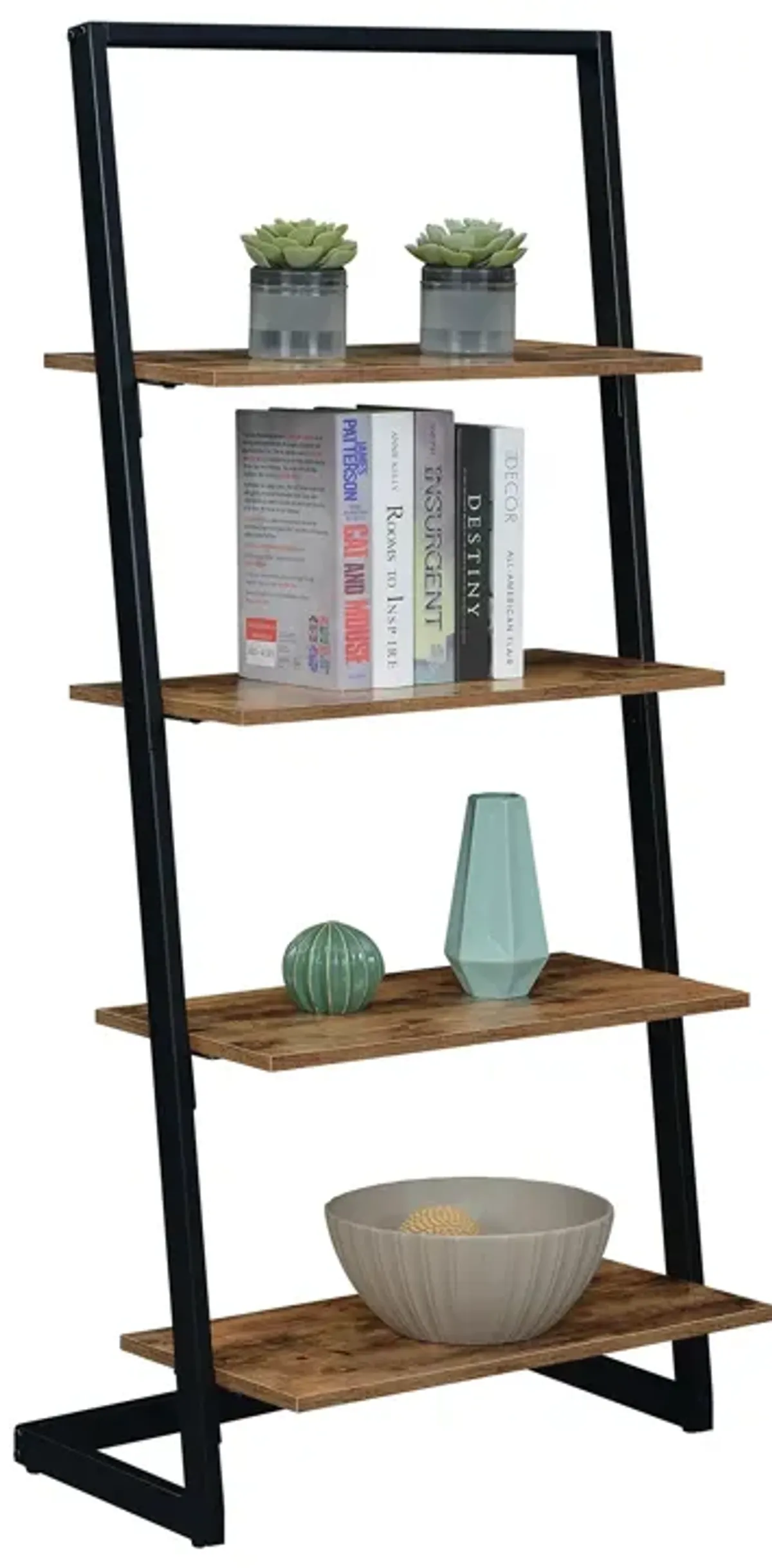 Convenience Concepts Graystone Ladder Bookshelf, Barnwood/Black