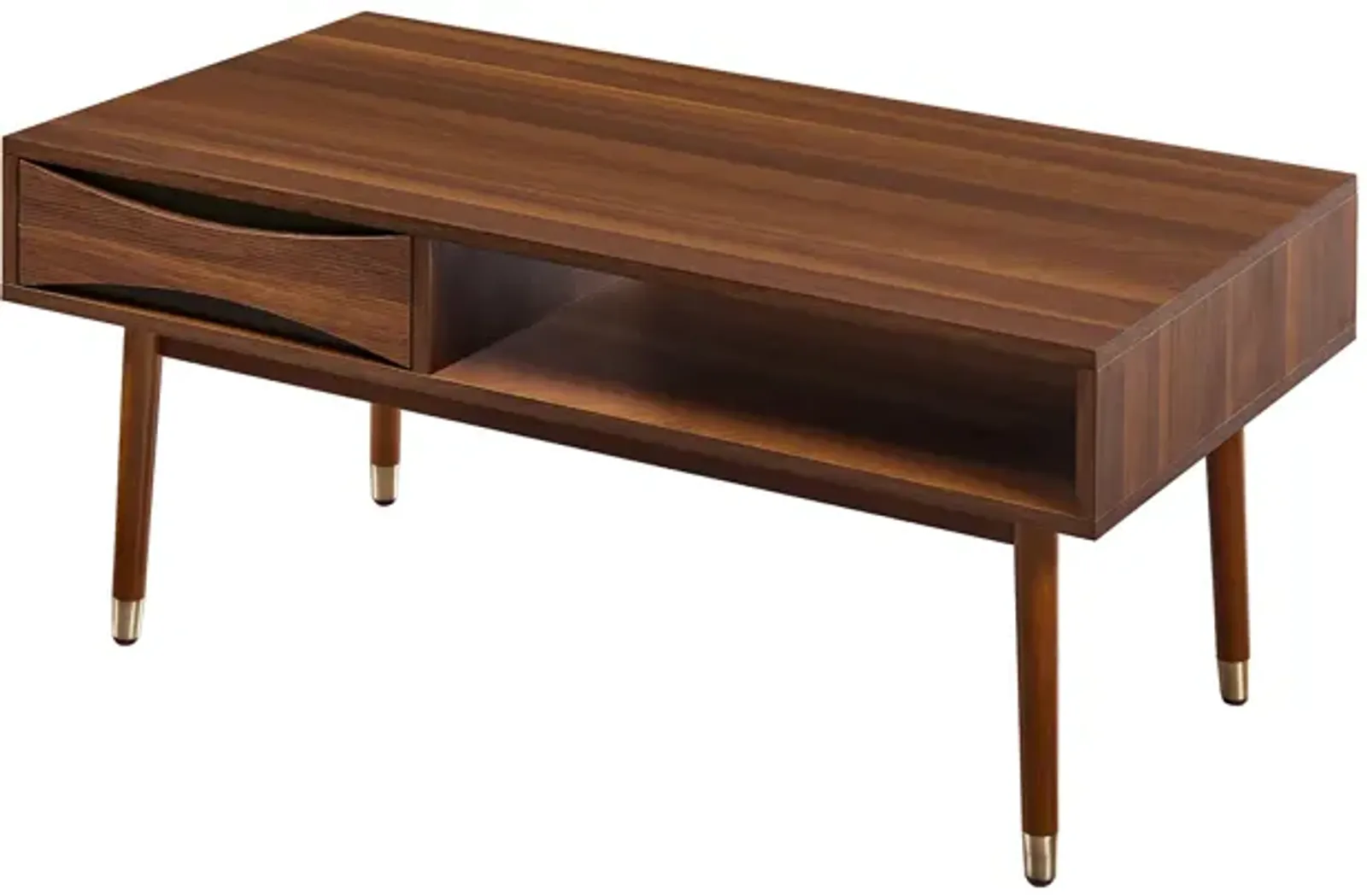 Teamson Home Dawson Modern Wooden Coffee Table with Storage, Walnut