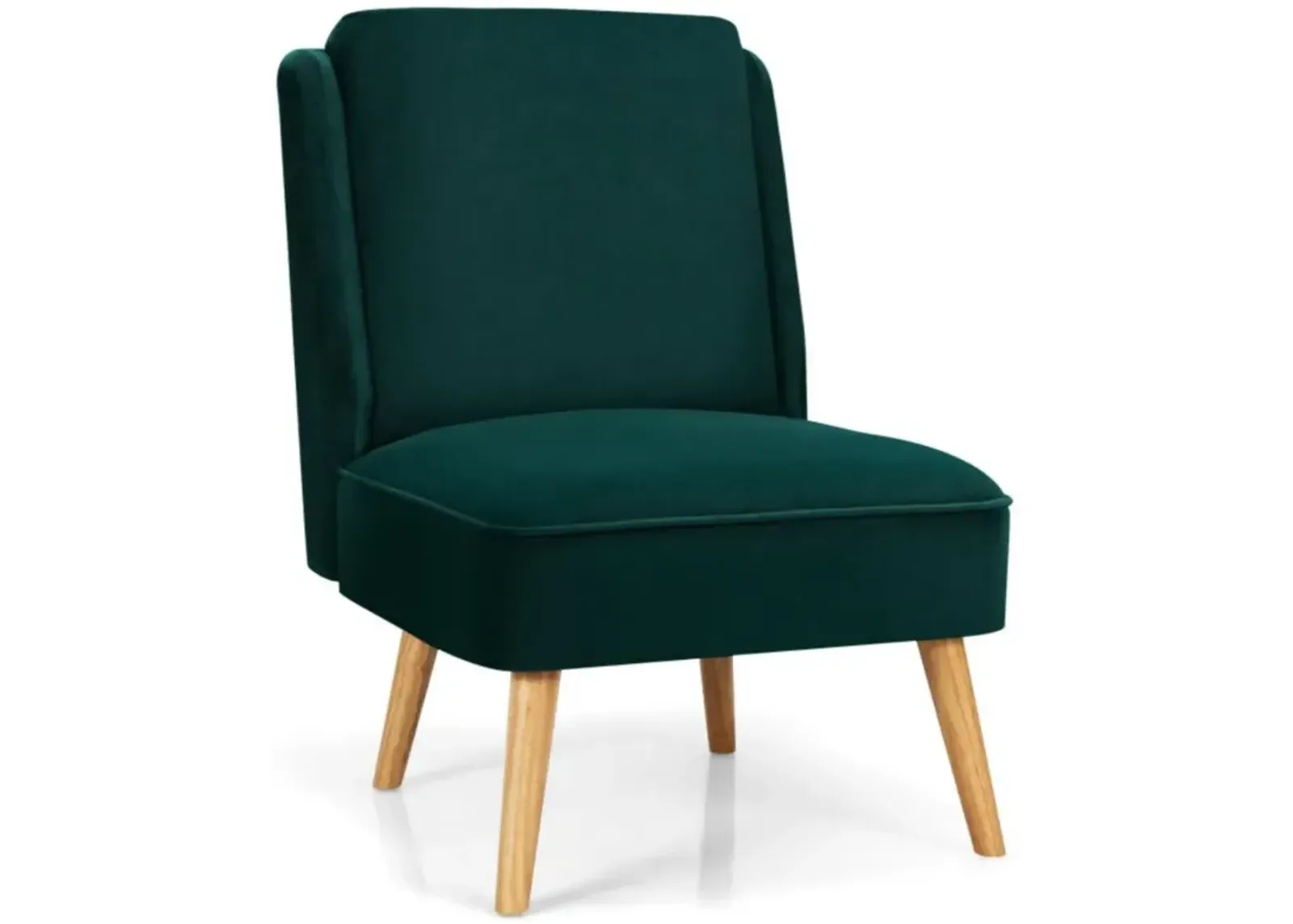 Hivvago Velvet Accent Armless Side Chair with Rubber Wood Legs for Bedroom