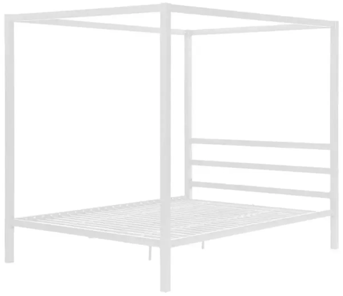 Hivvago Full size Modern White Metal Canopy Bed Frame