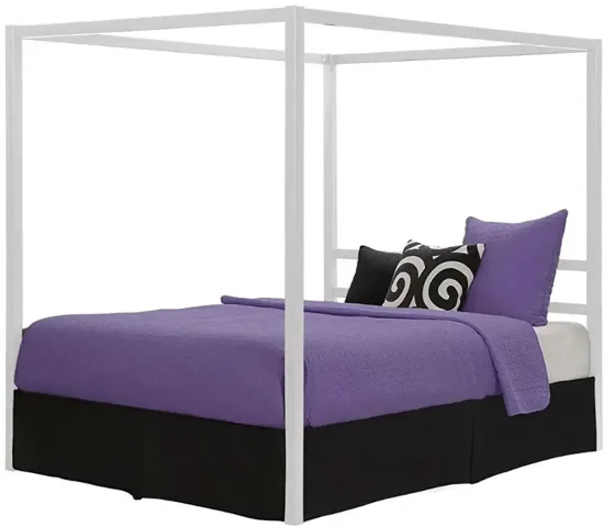 Hivvago Full size Modern White Metal Canopy Bed Frame