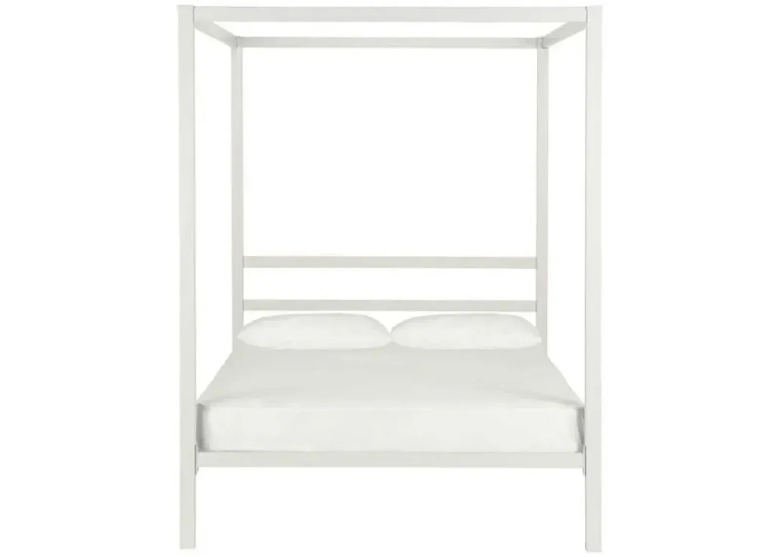 Hivvago Full size Modern White Metal Canopy Bed Frame