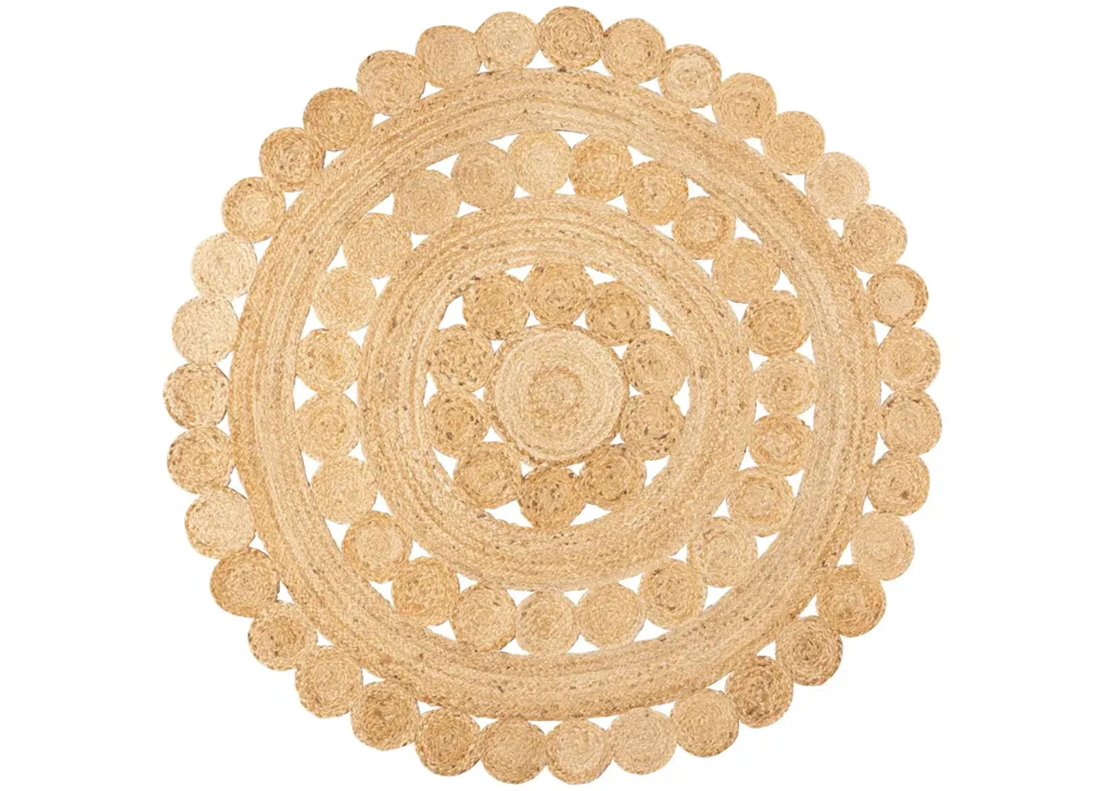 Daisy Hippy Jute Medallion Circle Natural 6' Round Area Rug