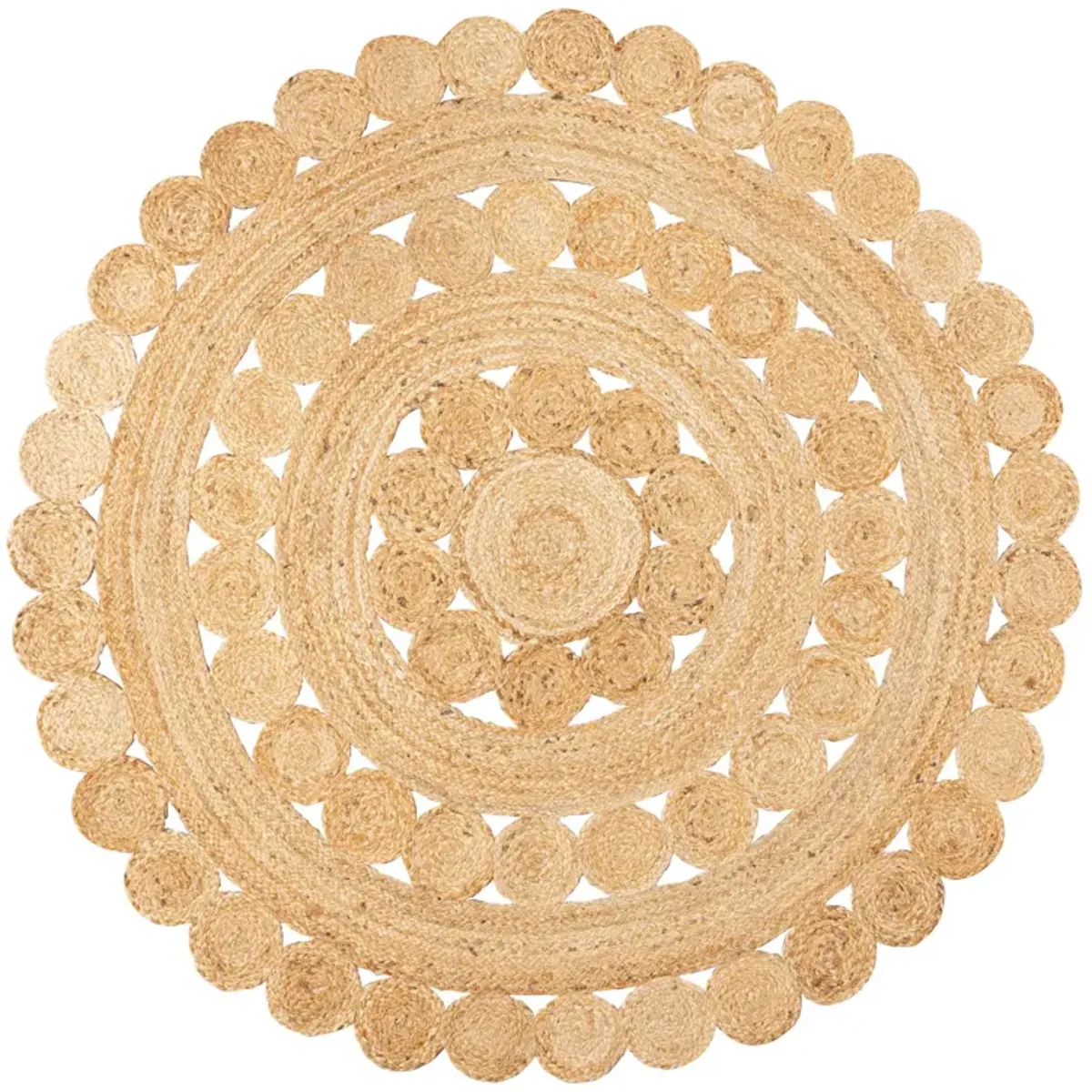 Daisy Hippy Jute Medallion Circle Natural Round Area Rug