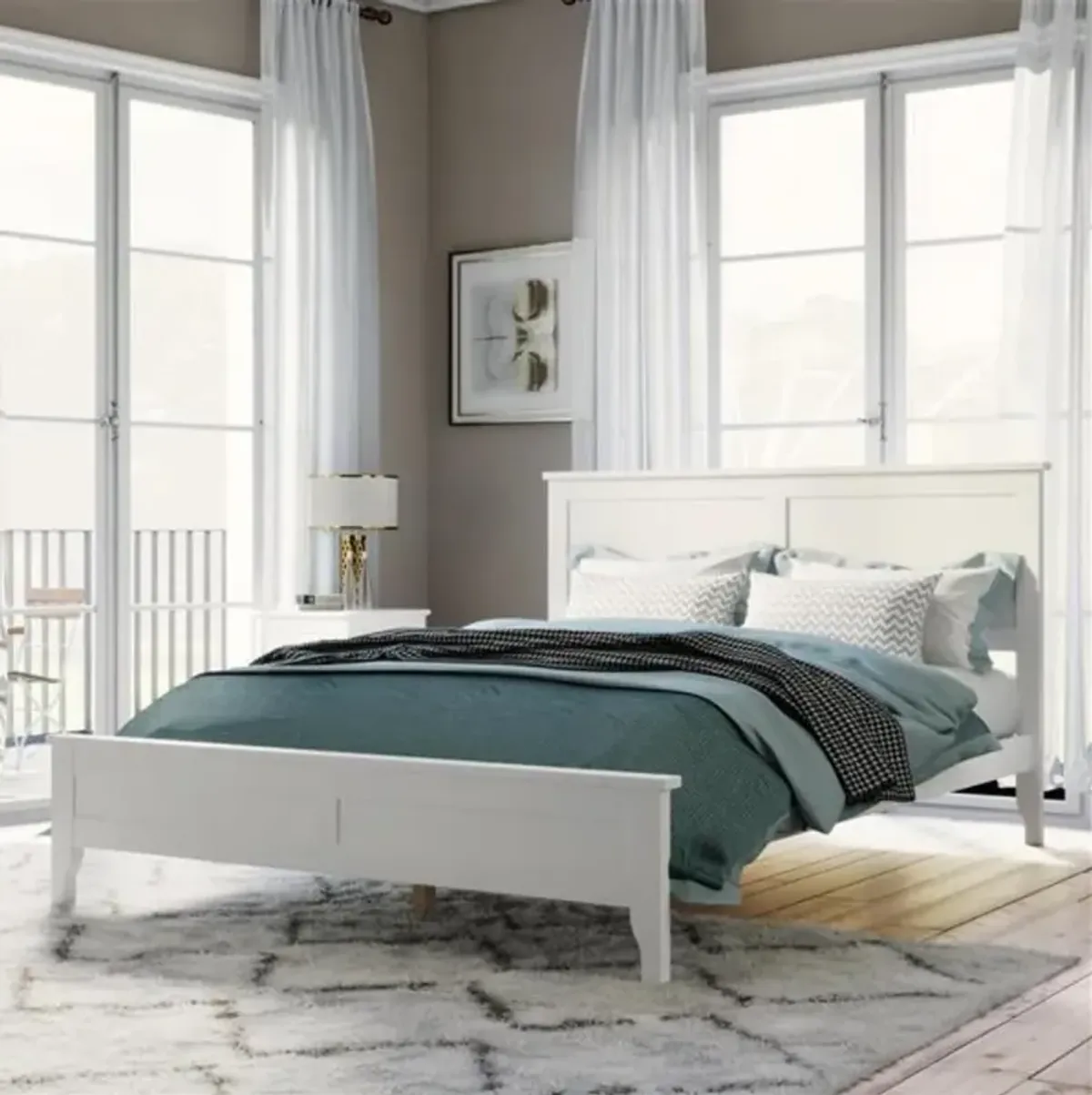 Modern Platform Bed, Solid Wood Frame with Clean Lines and No Box Spring Required