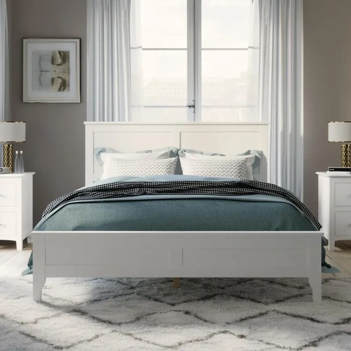 Modern Platform Bed, Solid Wood Frame with Clean Lines and No Box Spring Required