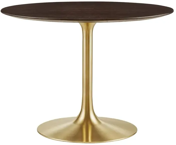 Modway - Lippa 40" Round Wood Grain Dining Table Gold Cherry Walnut
