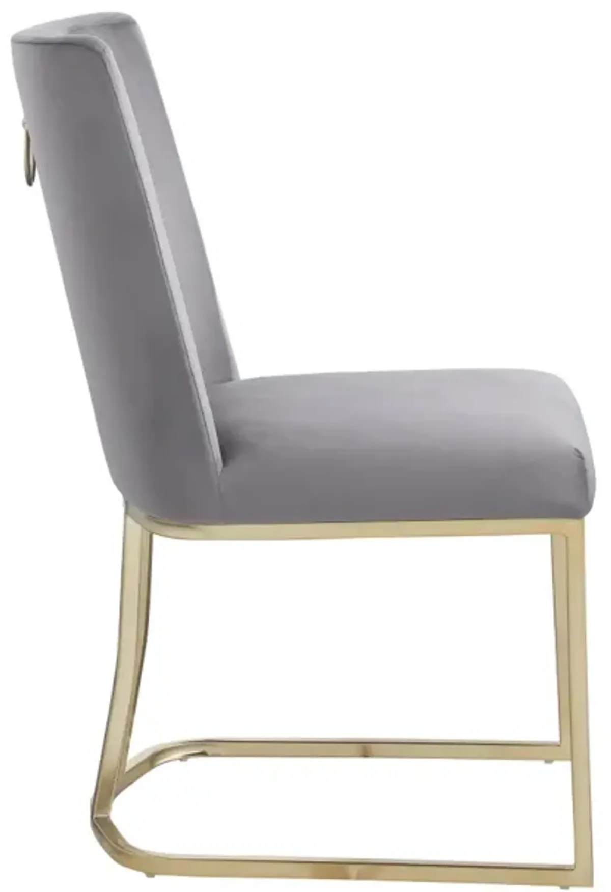 Dining Chairs, Velvet Upholstered Side Chair, Gold Metal Legs (Set Of 2) - Gray