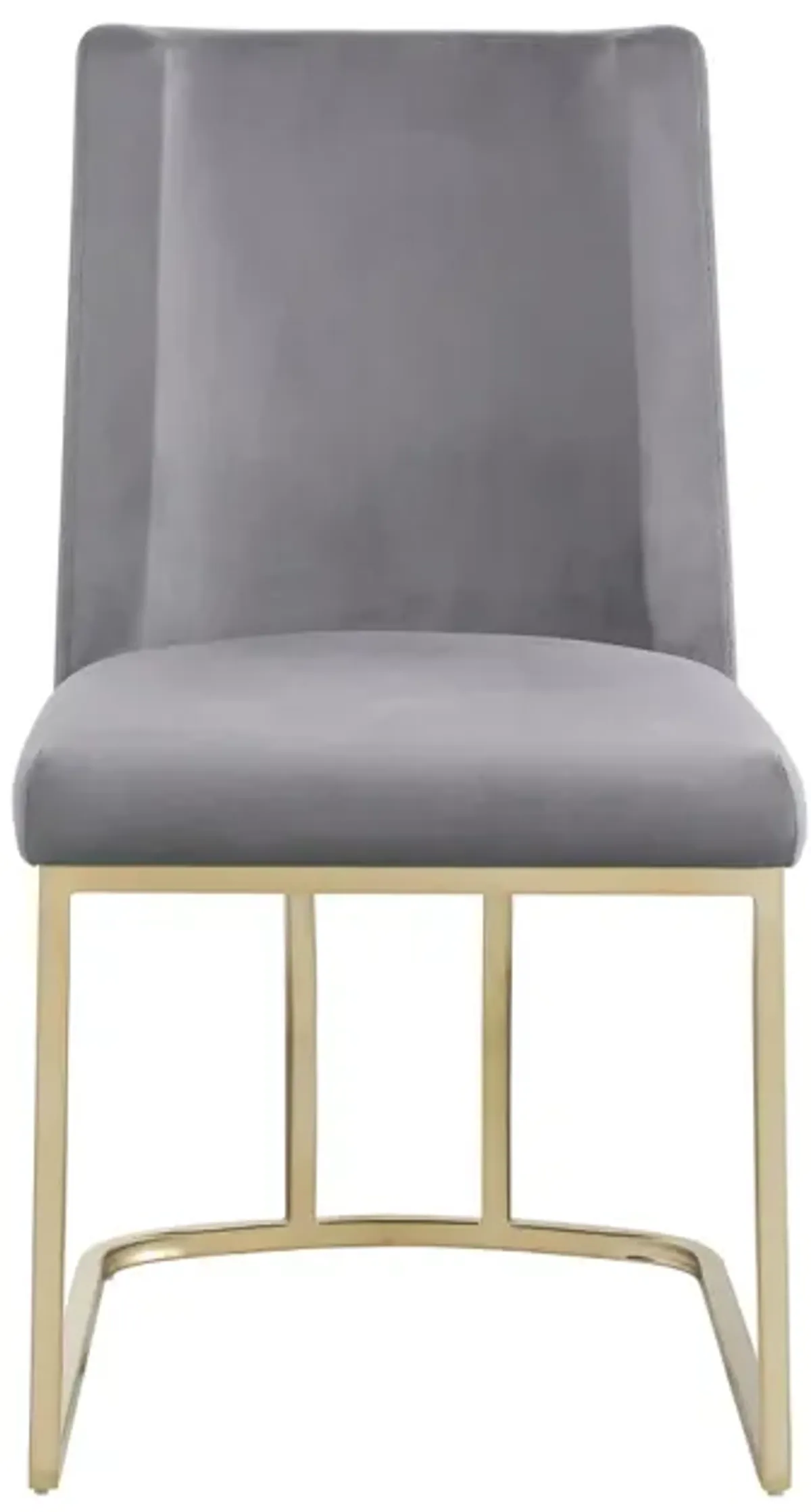 Dining Chairs, Velvet Upholstered Side Chair, Gold Metal Legs (Set Of 2) - Gray