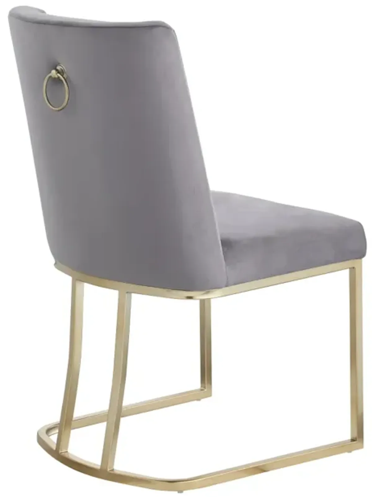 Dining Chairs, Velvet Upholstered Side Chair, Gold Metal Legs (Set Of 2) - Gray