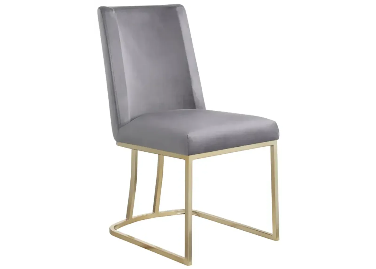 Dining Chairs, Velvet Upholstered Side Chair, Gold Metal Legs (Set Of 2) - Gray