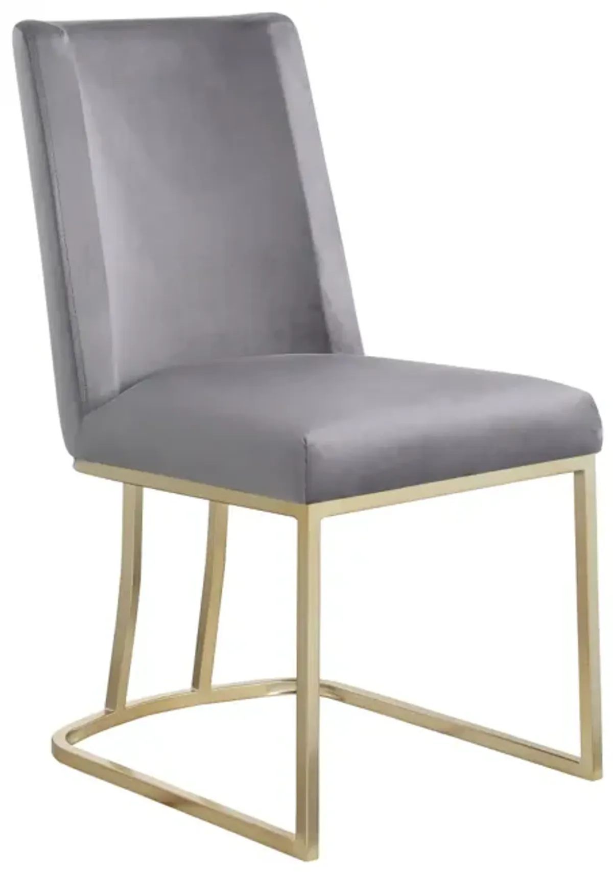 Dining Chairs, Velvet Upholstered Side Chair, Gold Metal Legs (Set Of 2) - Gray