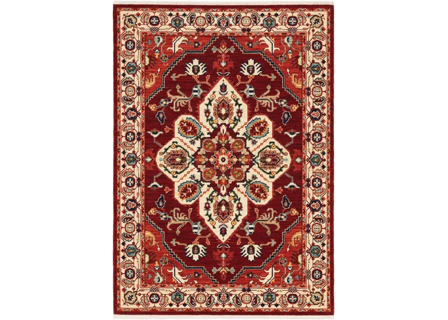 Lilihan 6'7" x 9'6" Red Rug