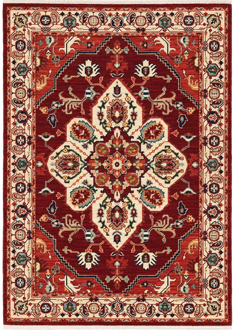 Lilihan 6'7" x 9'6" Red Rug