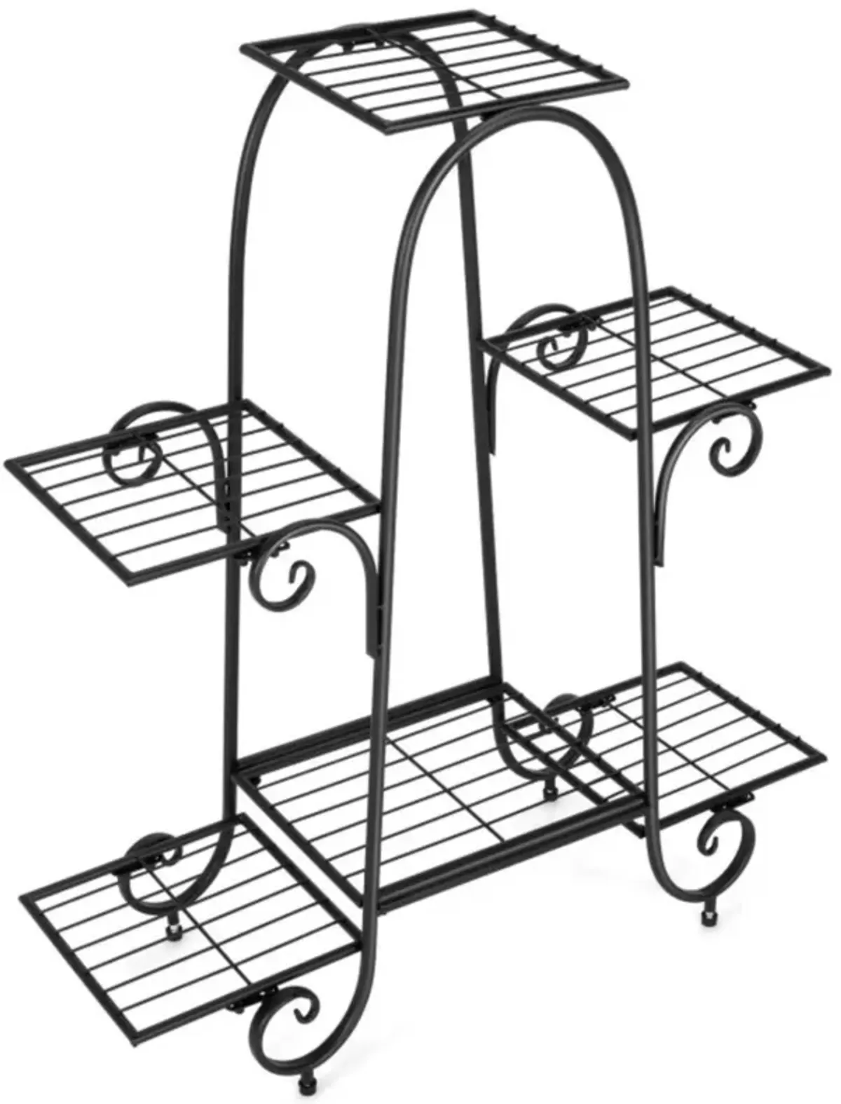 Hivvago 6-Tier Plant Stand with Adjustable Foot Pads-Black