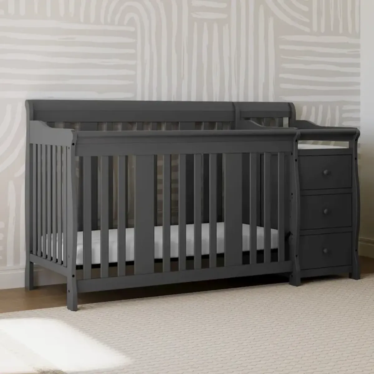 Storkcraft Portofino 5-in-1 Convertible Crib and Changer - Gray