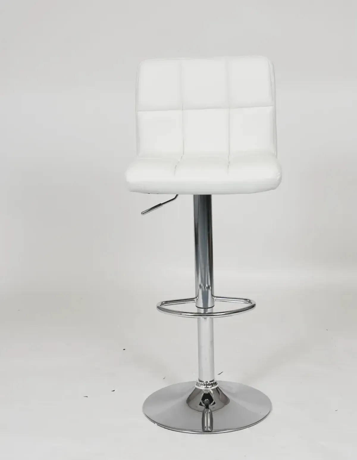 Faux Leather Adjustable Hydraulic Bar Stool, Set of 2, White