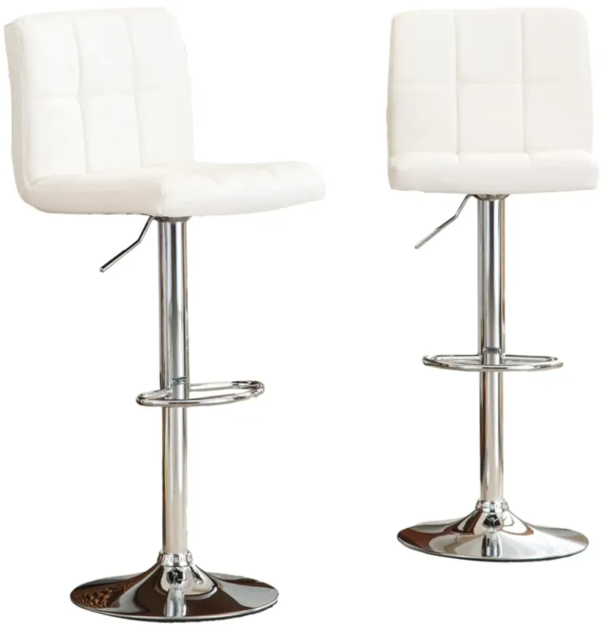 Faux Leather Adjustable Hydraulic Bar Stool, Set of 2, White