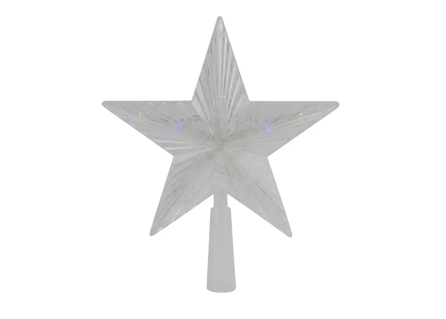 8" Pre-Lit Clear Crystal Star Christmas Tree Topper - Multicolor LED Lights