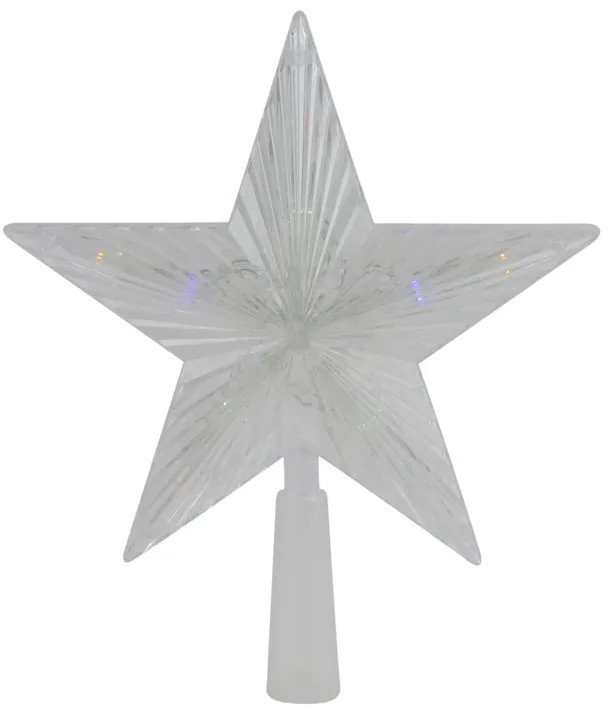 8" Pre-Lit Clear Crystal Star Christmas Tree Topper - Multicolor LED Lights