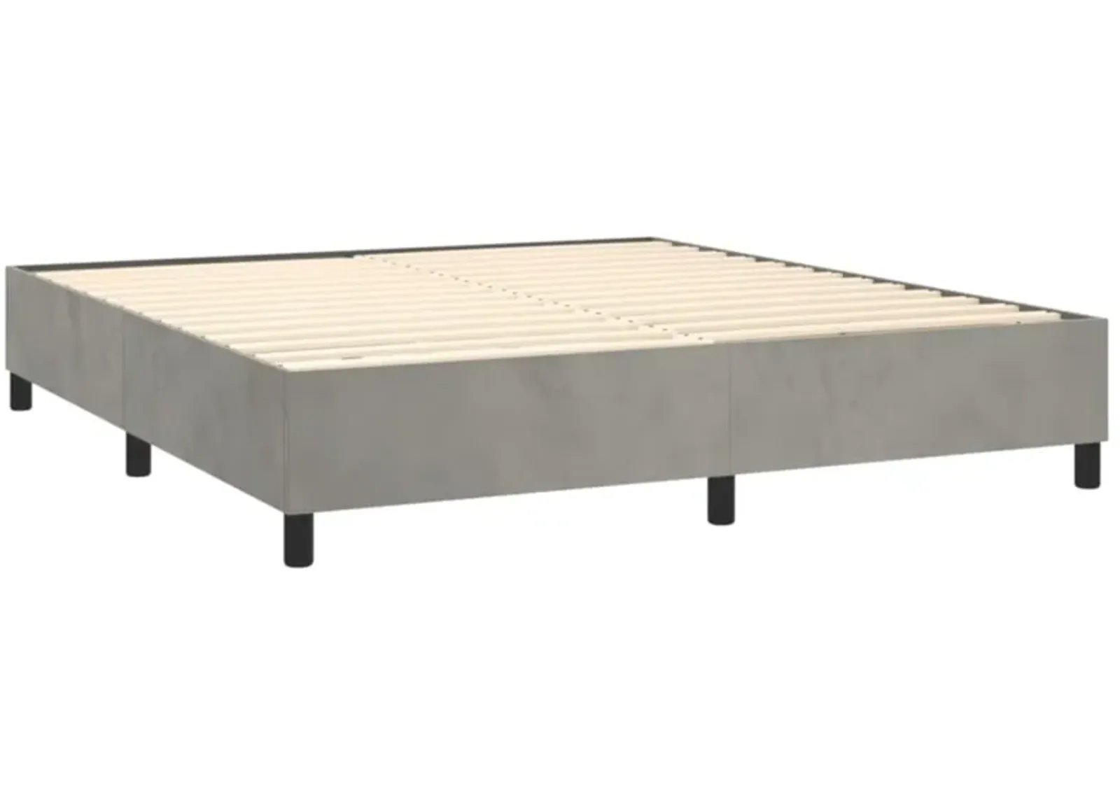 vidaXL Modern Velvet Box Spring Bed Frame - Light Gray, 72"x83.9", California King Size - Engineered Wood Construction, Plywood Support