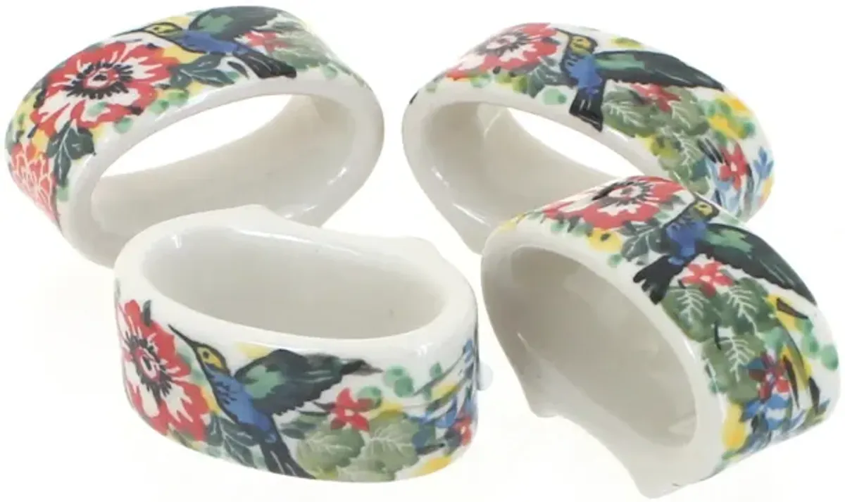 Blue Rose Polish Pottery Maia Napkin Ring Set