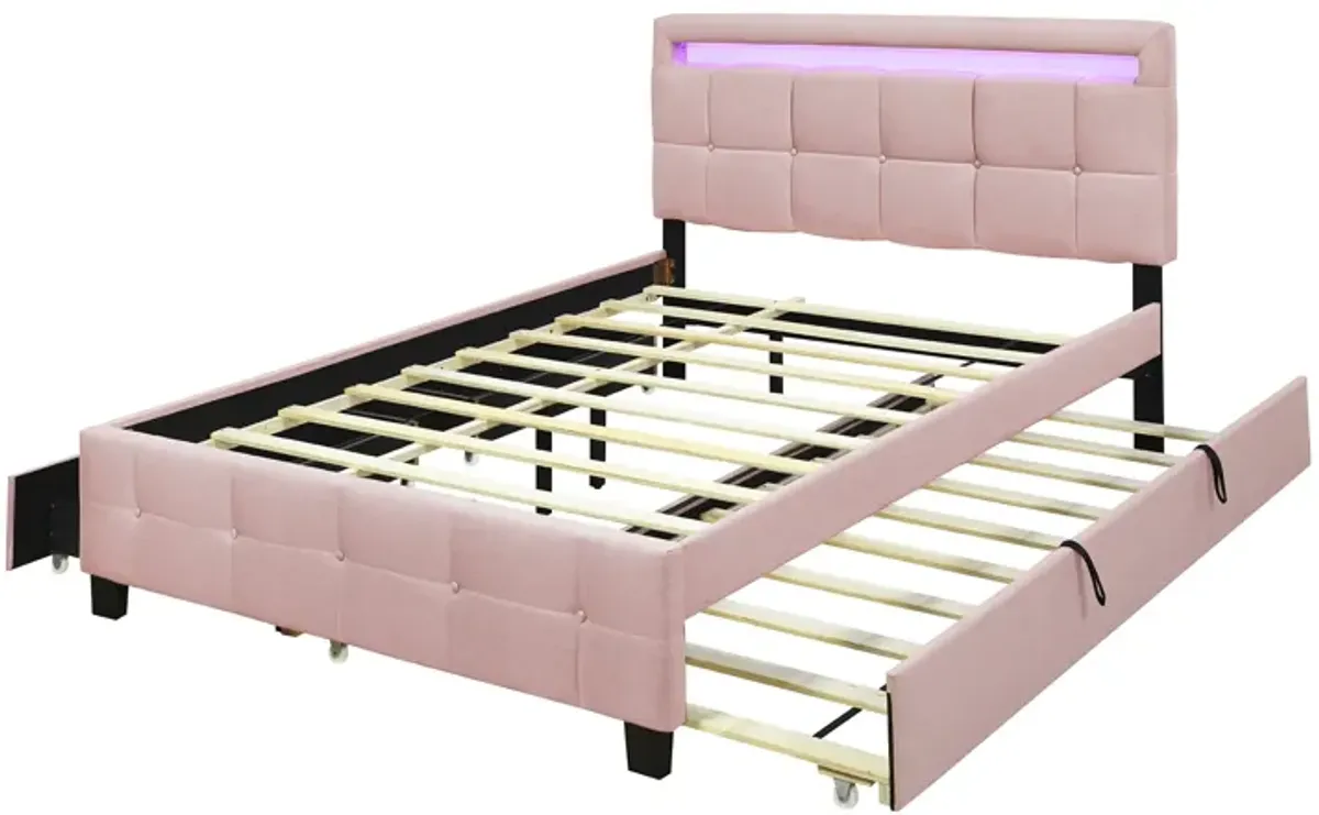 Merax Upholstered Platform Bed with LED Frame