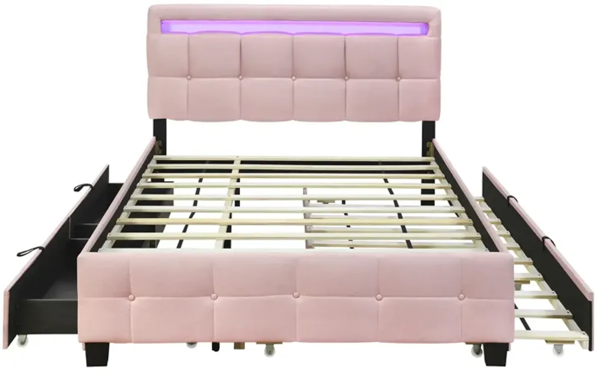 Merax Upholstered Platform Bed with LED Frame