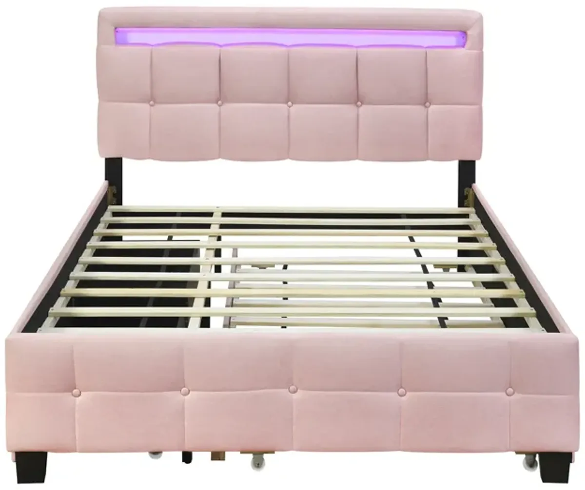 Merax Upholstered Platform Bed with LED Frame