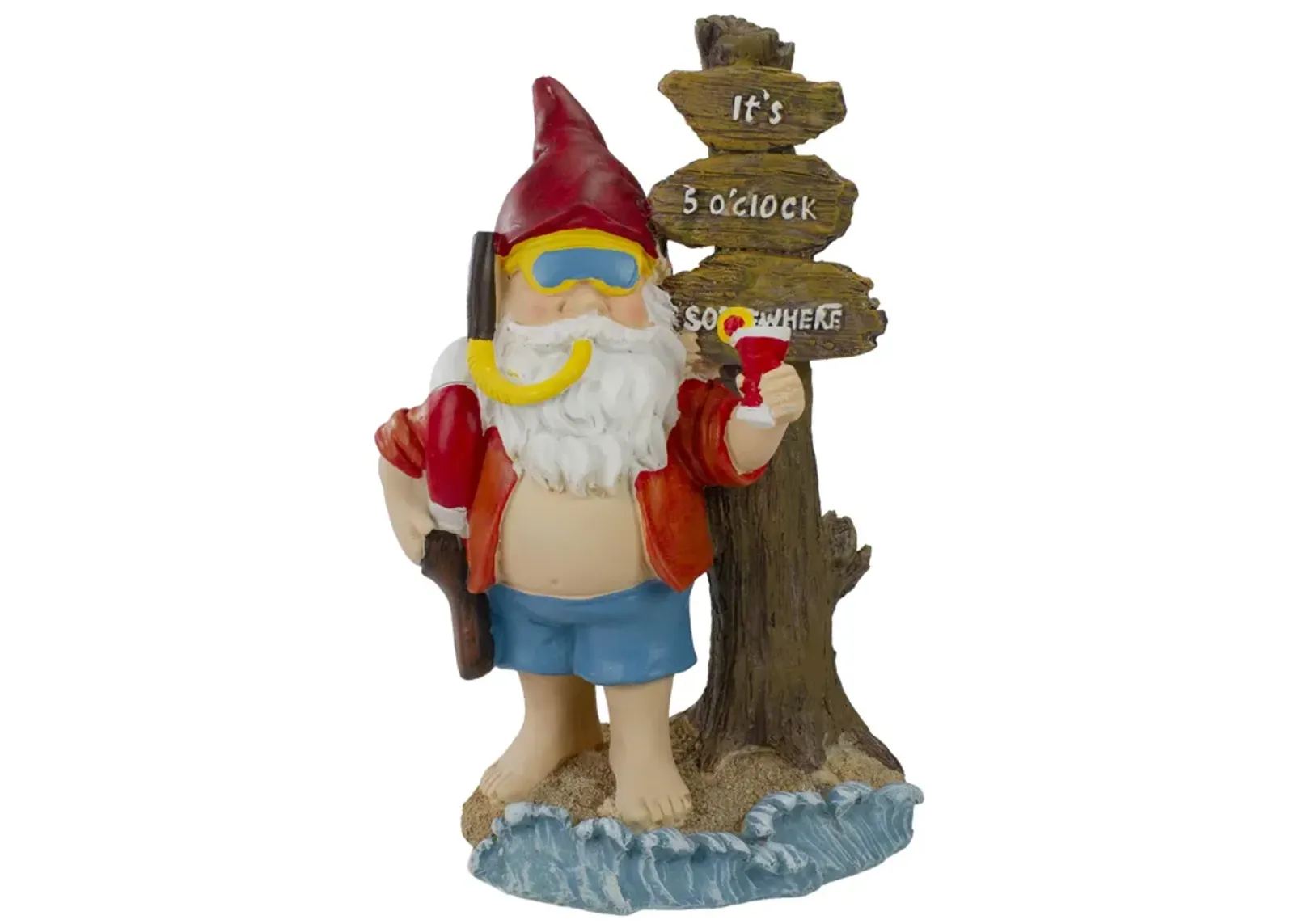 10.5" Red and Blue Beach Gnome Outdoor Garden Statue