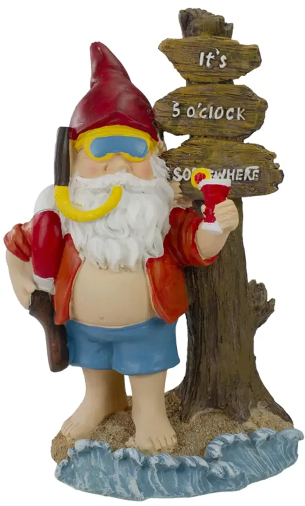 10.5" Red and Blue Beach Gnome Outdoor Garden Statue