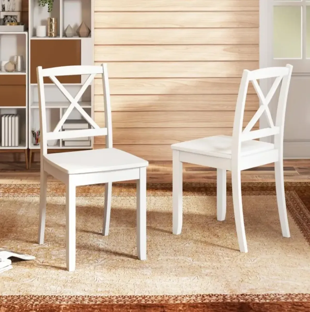 Hivvago Wood Dining Chair Set of 2 with Rubber Wood Legs and Curved Backrest