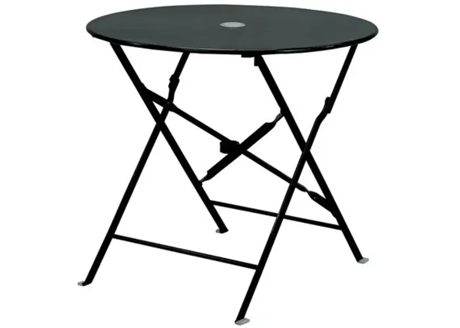 Carolina Living Bistro 30 Round Folding Outdoor Table - Umbrella Hole - Black