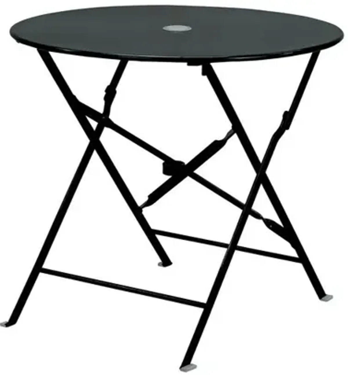 Carolina Living Bistro 30 Round Folding Outdoor Table - Umbrella Hole - Black