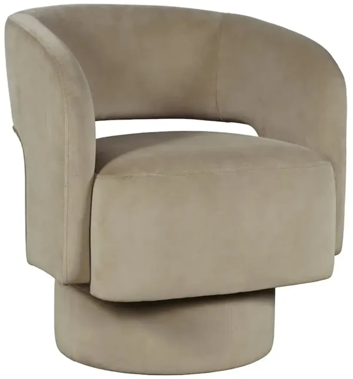 Jofran Mid-Century Modern Upholstered Split-Back Curved Sculpture Swivel Accent Chair