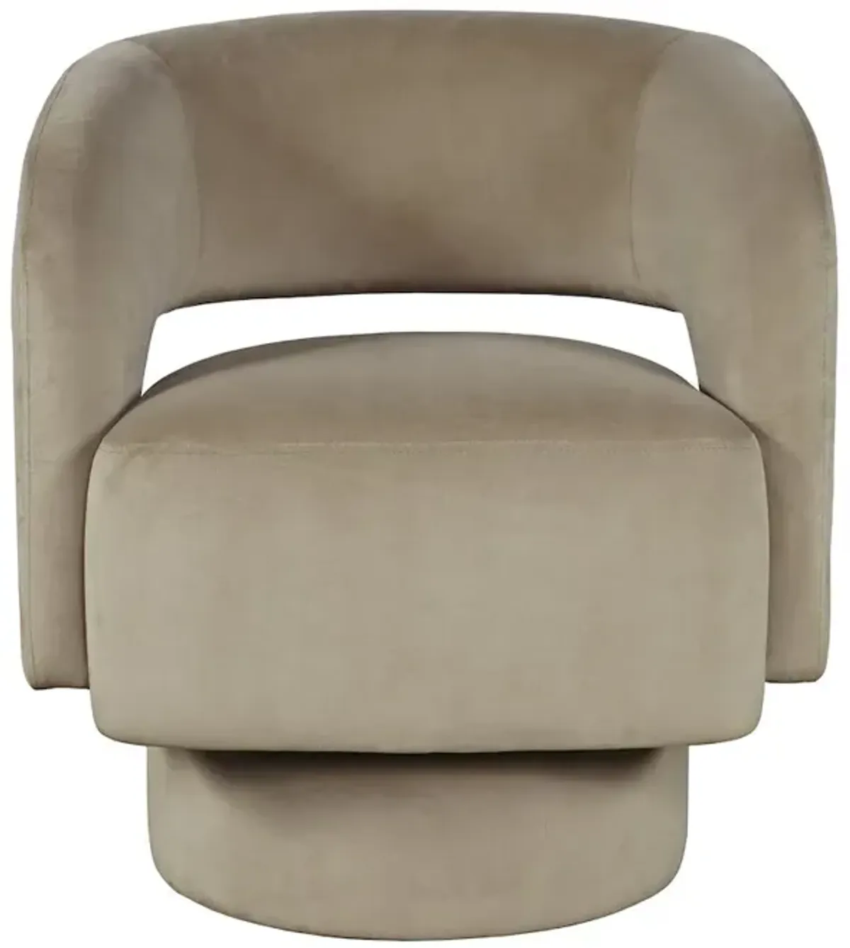 Jofran Mid-Century Modern Upholstered Split-Back Curved Sculpture Swivel Accent Chair
