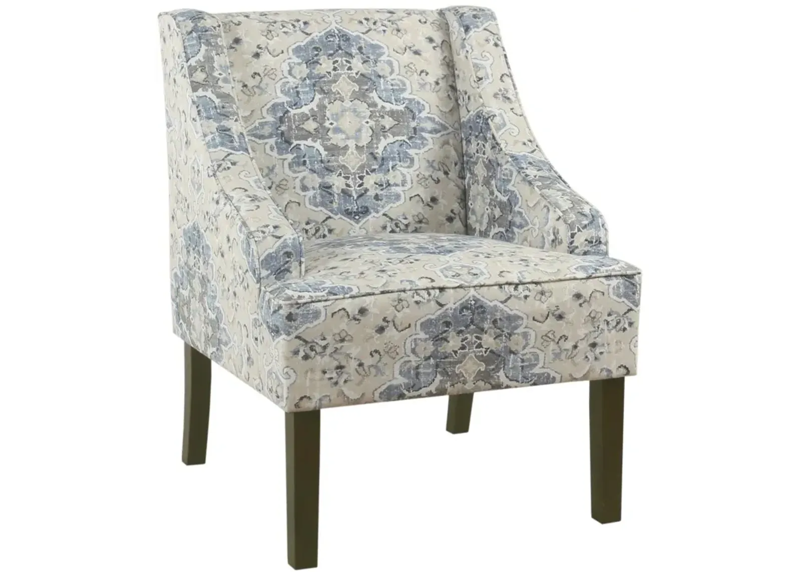 Benzara  Fabric Upholstered Wooden Accent Chair with Swooping Armrests - 27.75 x 25 x 33.25 in.