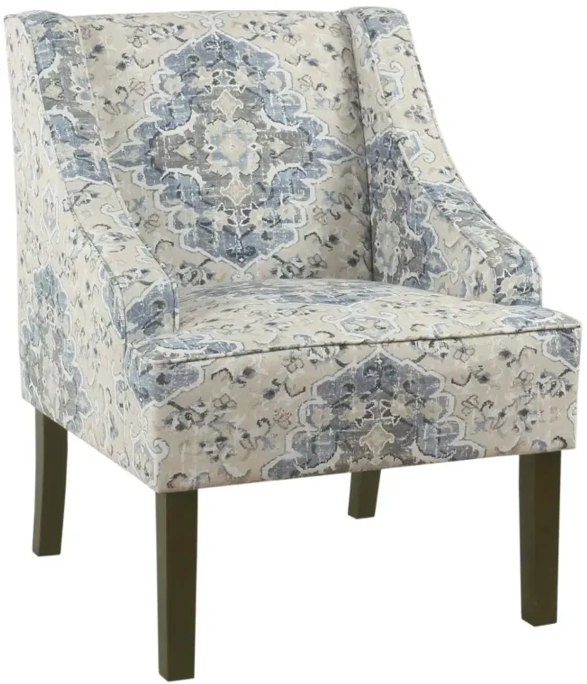 Benzara  Fabric Upholstered Wooden Accent Chair with Swooping Armrests - 27.75 x 25 x 33.25 in.