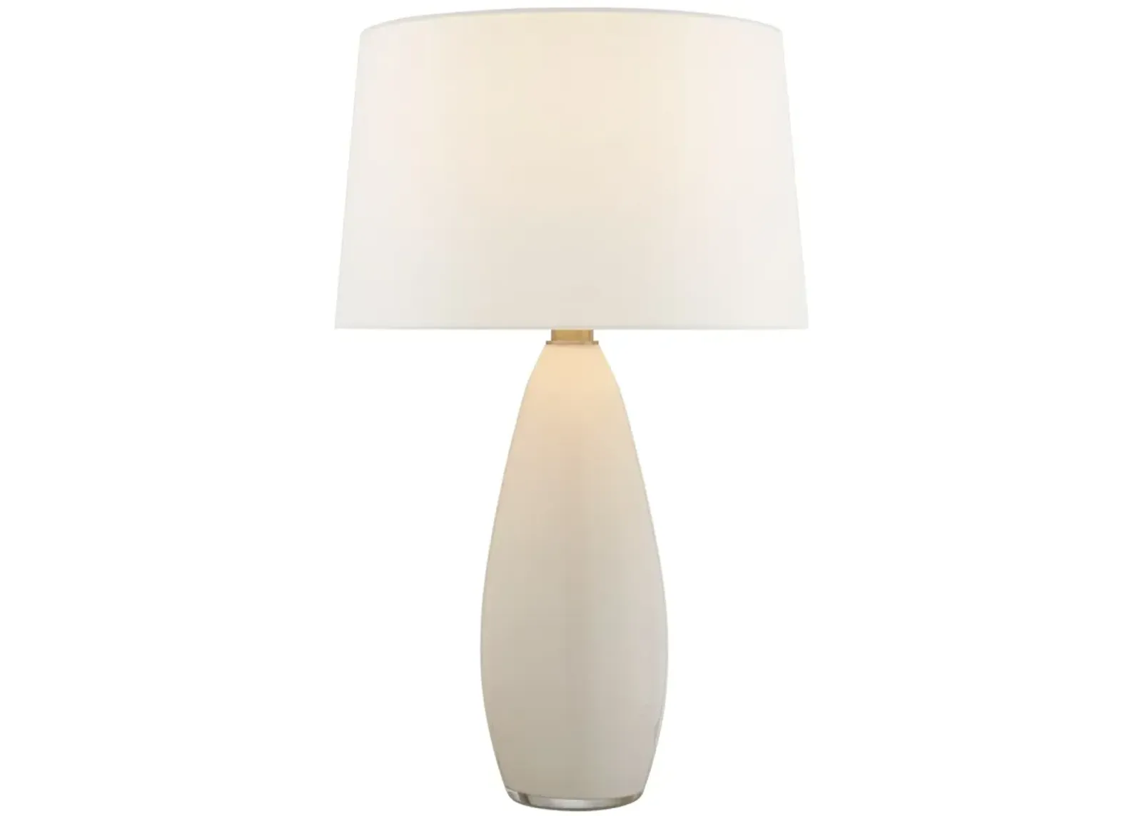 Myla Large Tall Table Lamp in White Glass with Linen Shade