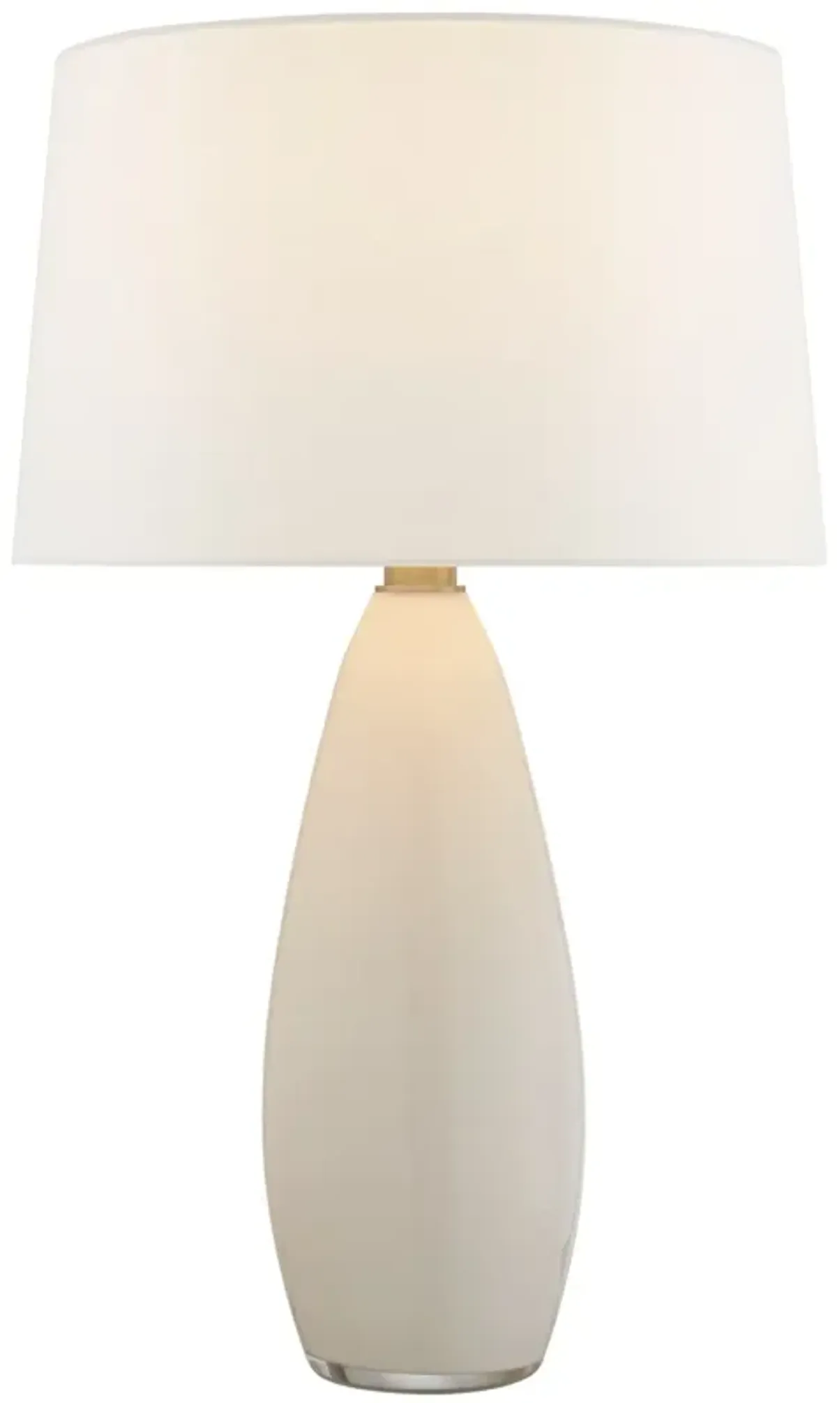 Myla Large Tall Table Lamp in White Glass with Linen Shade