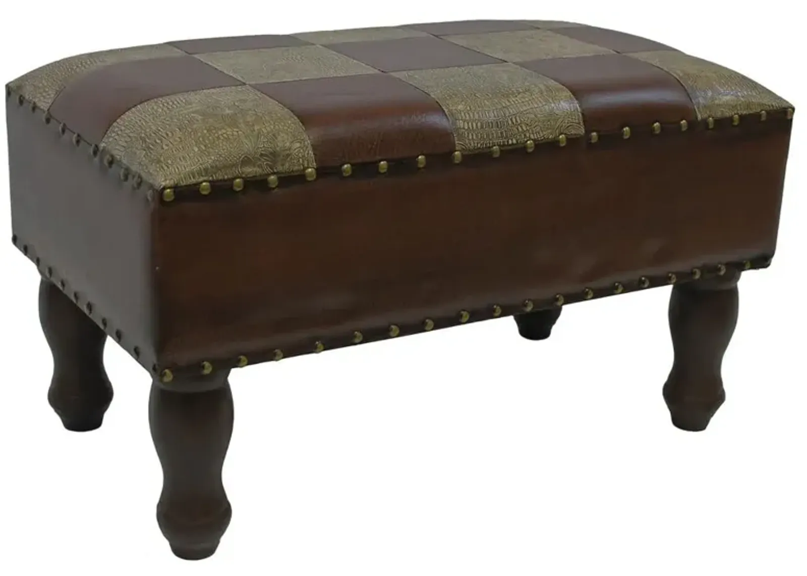 Faux Leather Rectangular Stool